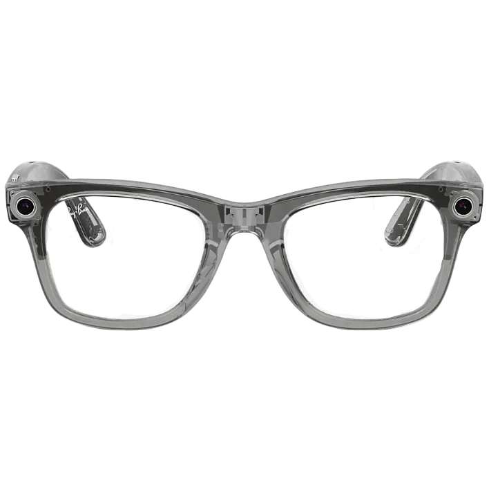 Ray Ban Men Square Frame Shiny Transparent Grey Sunglasses