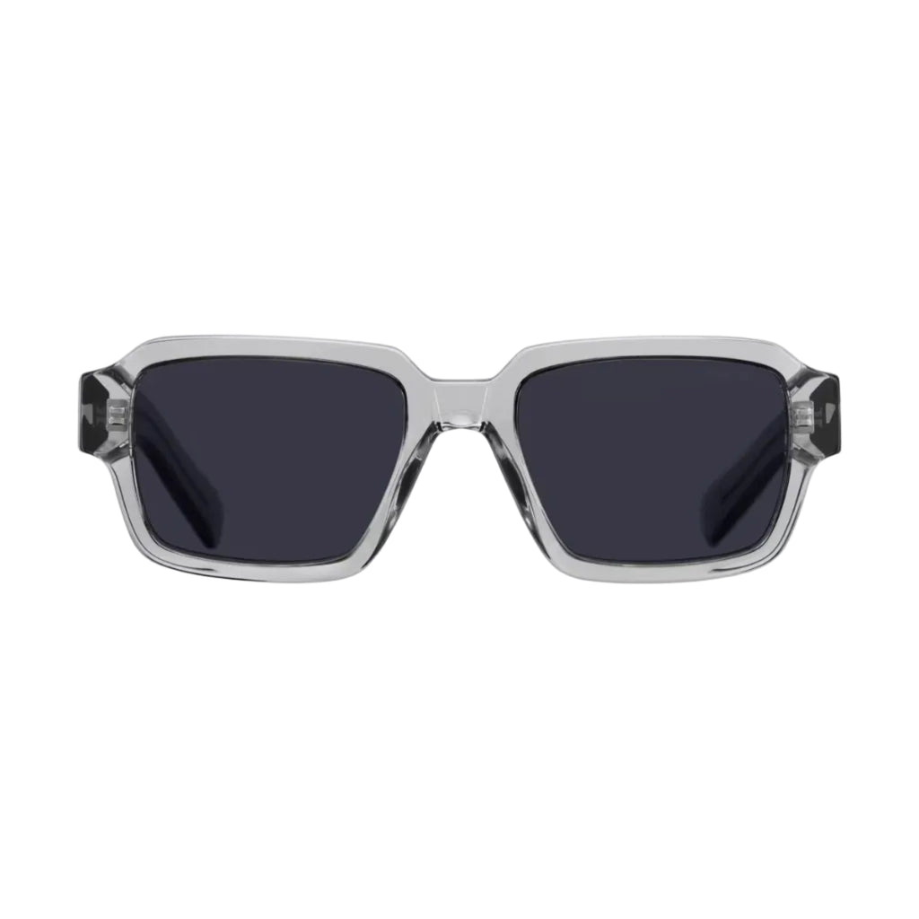 Prada Men Rectangular Frame Crystal Grey Sunglasses