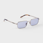Prada Men Rectangular Frame Brushed Steel Sunglasses