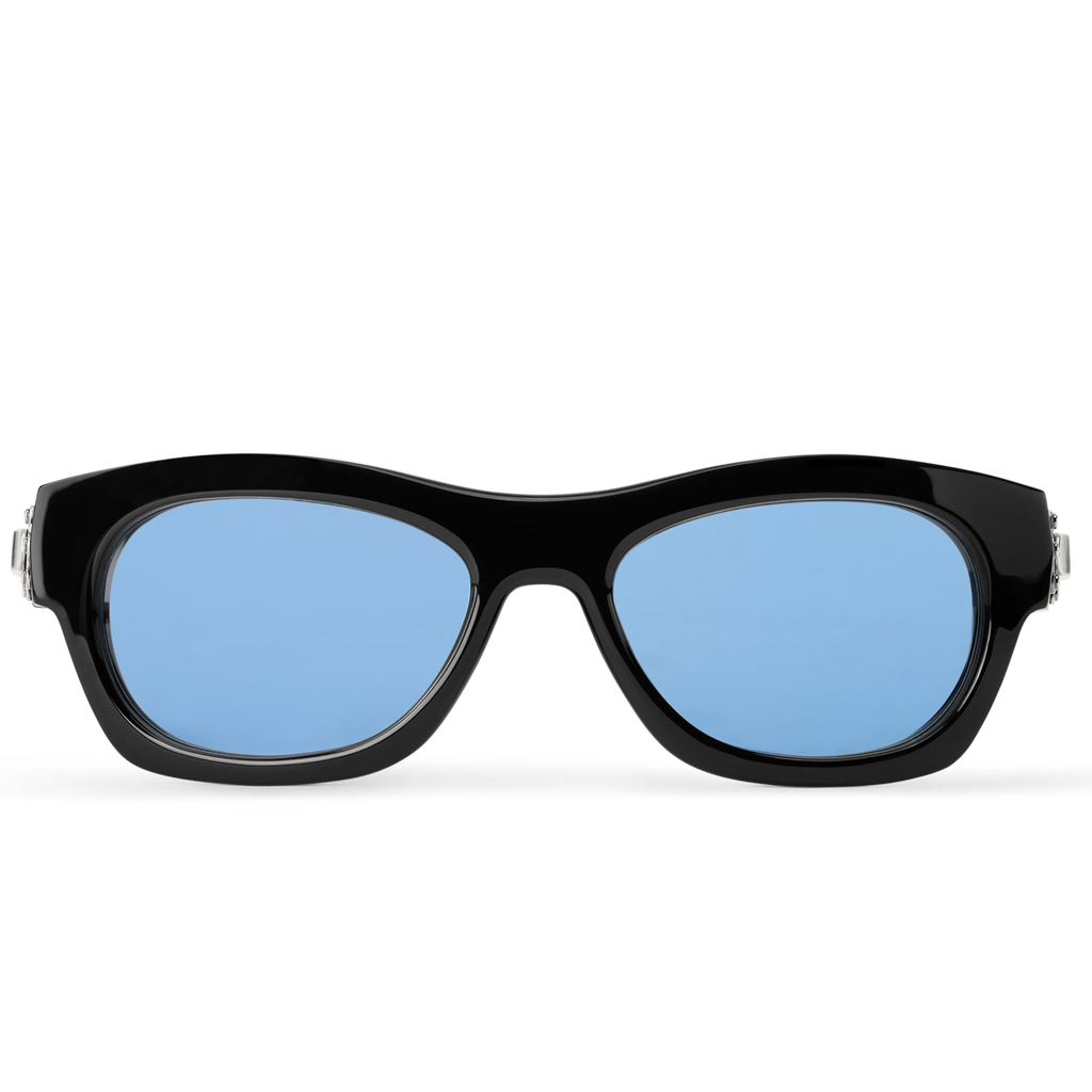 Louis Vuitton Men Round Sqaure Frame Shiny Dusty Black Sunglasses