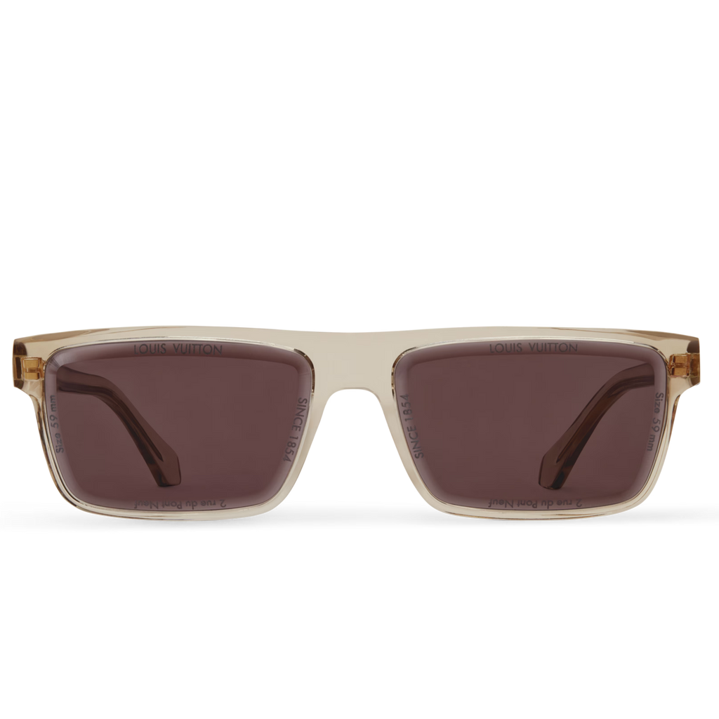 Louis Vuitton Men Sqaure Frame Crystal Camel Sunglasses