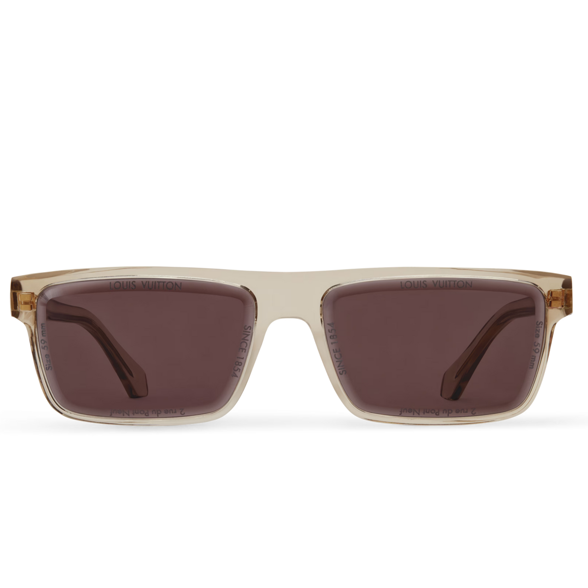 Louis Vuitton Men Sqaure Frame Crystal Camel Sunglasses