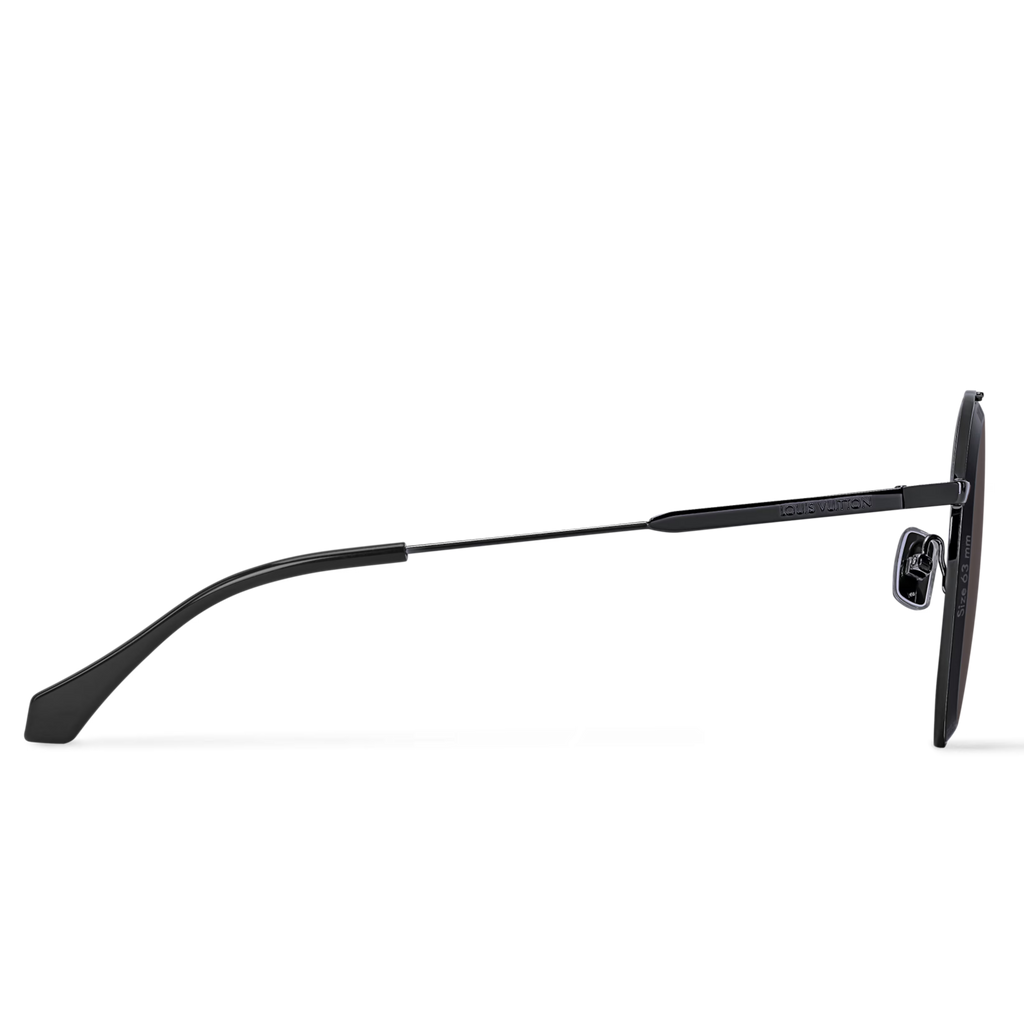 Louis Vuitton Men Pilot Frame Shiny Dusty Black Sunglasses
