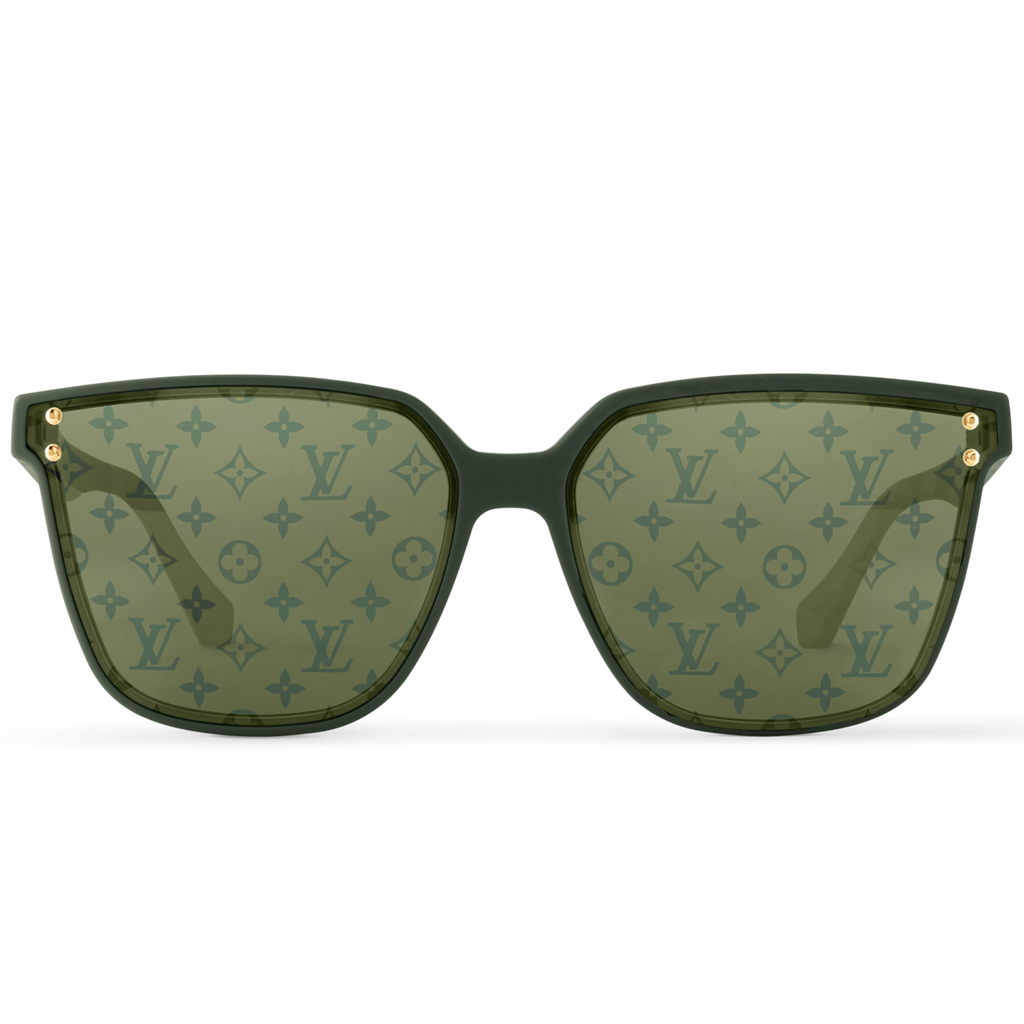 Louis Vuitton Men Square Frame Green Sunglasses