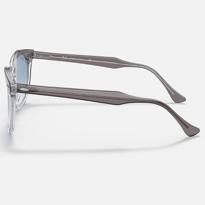 Ray Ban Men Square Frame Polished Grey On Transparent Sunglasses