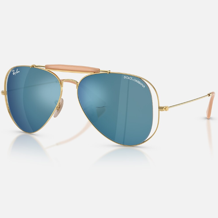 Ray Ban Women Pilot Frame Polished Shiny Arista Gold Sunglasses