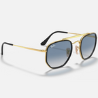 Ray Ban Men Irregular Frame Shiny Metallic Gold Sunglasses