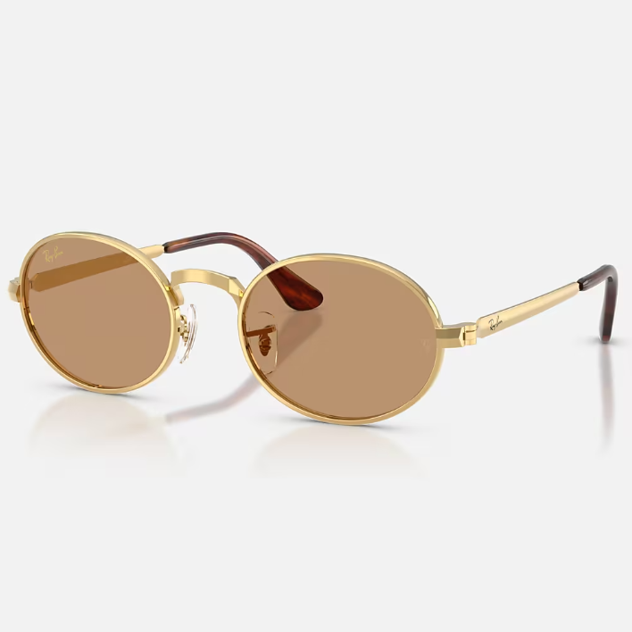 Ray Ban Women Oval Frame Gold Sunglasses