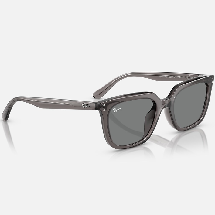 Ray Ban Men Square Frame Polished Transparent Lead Grey Sunglasses