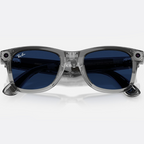 Ray Ban Men Square Frame Shiny Transparent Grey Sunglasses
