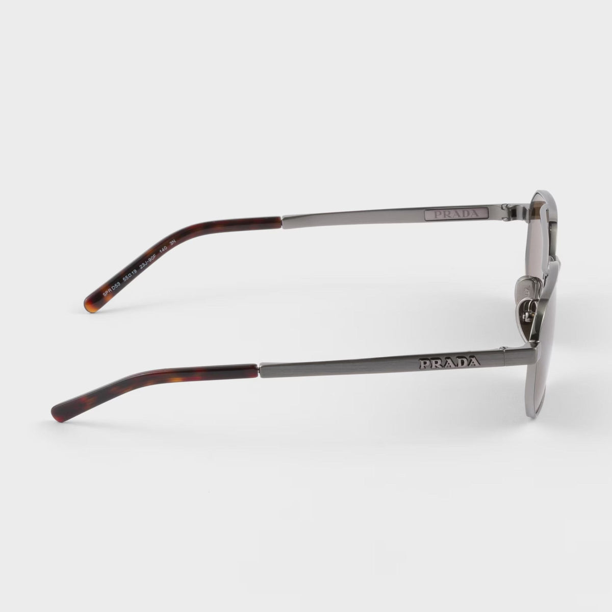 Prada Men Geometric Frame Gunmetal Sunglasses