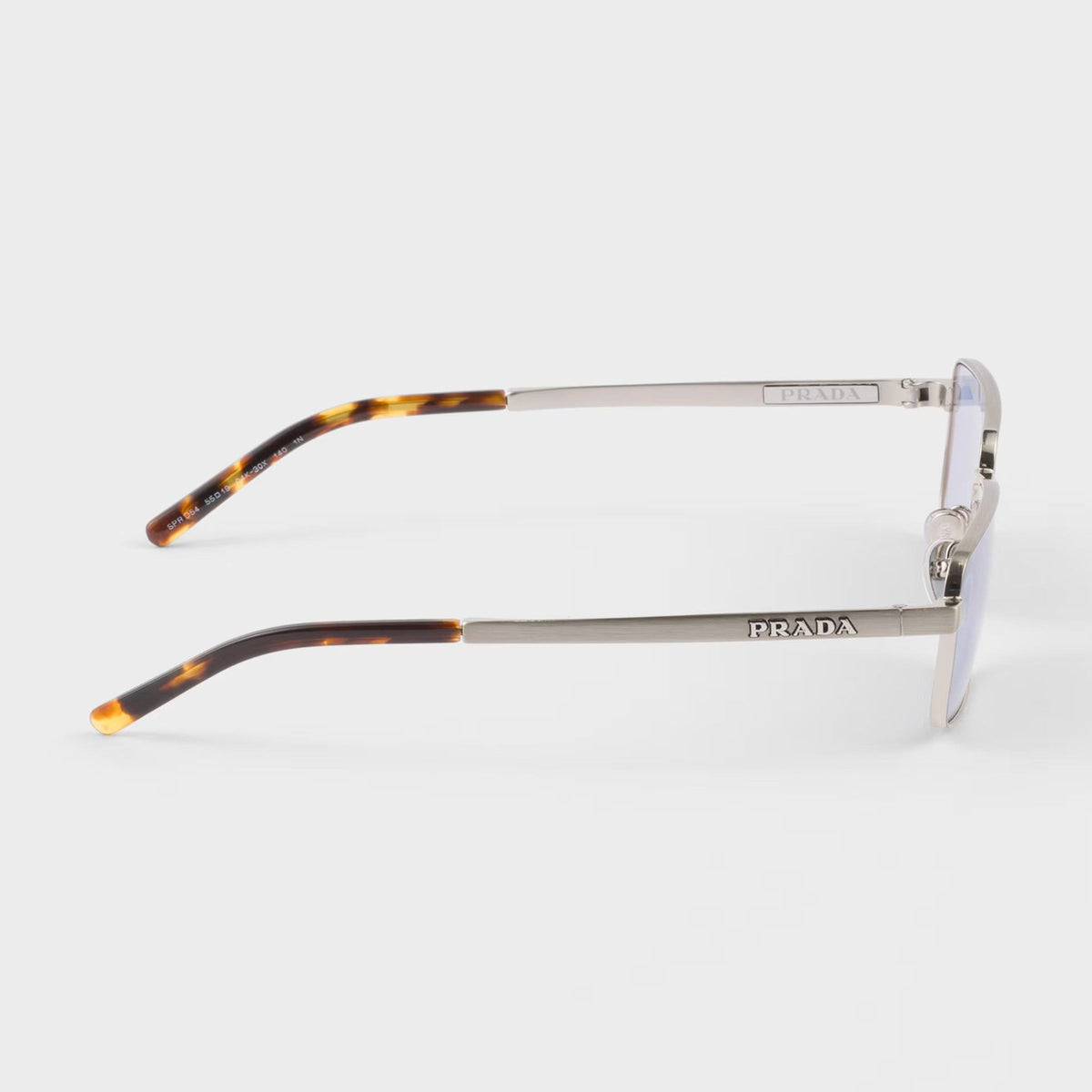 Prada Men Rectangular Frame Brushed Steel Sunglasses