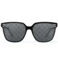 Louis Vuitton Men Square Frame Shiny Matte Black Sunglasses