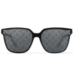 Louis Vuitton Men Square Frame Shiny Matte Black Sunglasses
