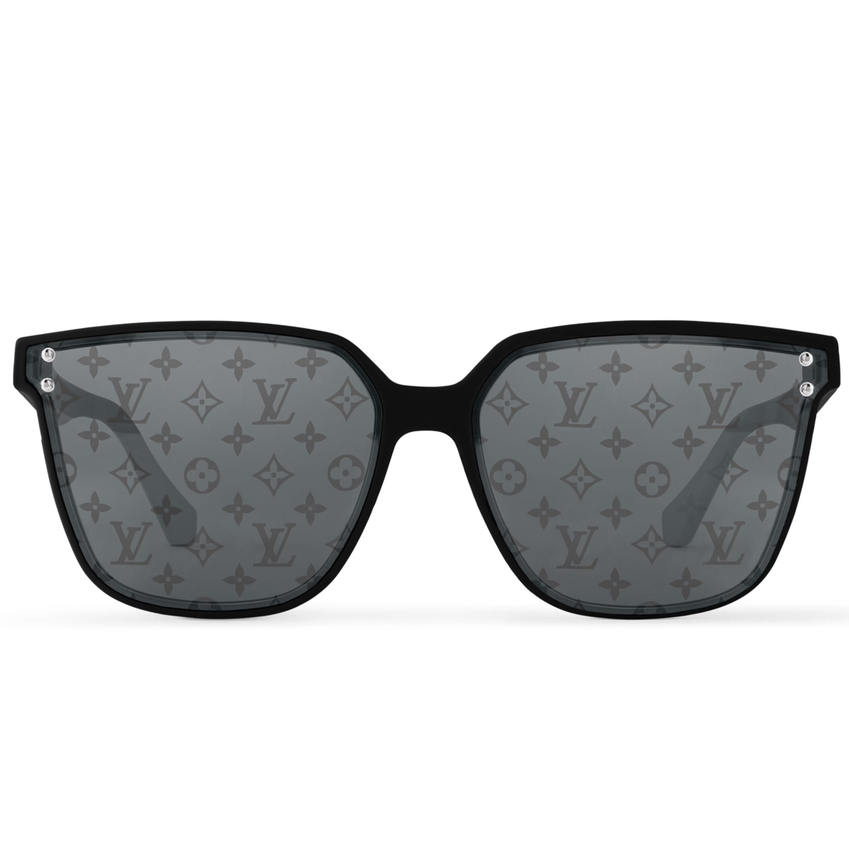 Louis Vuitton Men Square Frame Shiny Matte Black Sunglasses