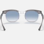 Ray Ban Men Square Frame Polished Grey On Transparent Sunglasses