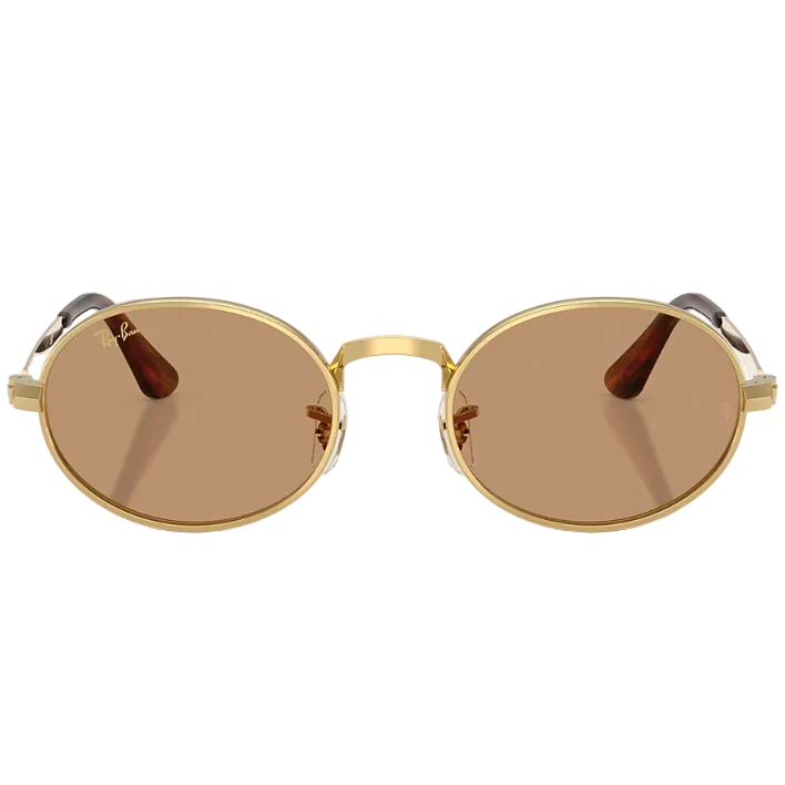 Ray Ban Men Oval Frame Arista Gold Sunglasses