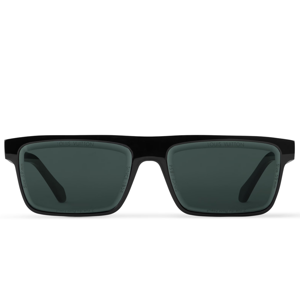 Louis Vuitton Men Sqaure Frame Shiny Ebony Black Sunglasses