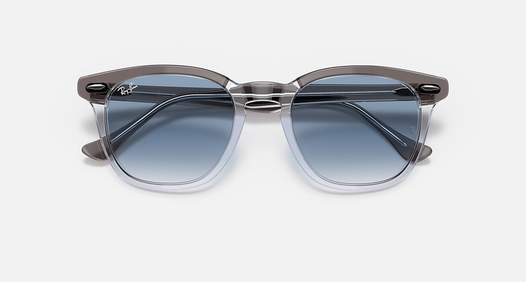 Ray Ban Men Square Frame Polished Grey On Transparent Sunglasses