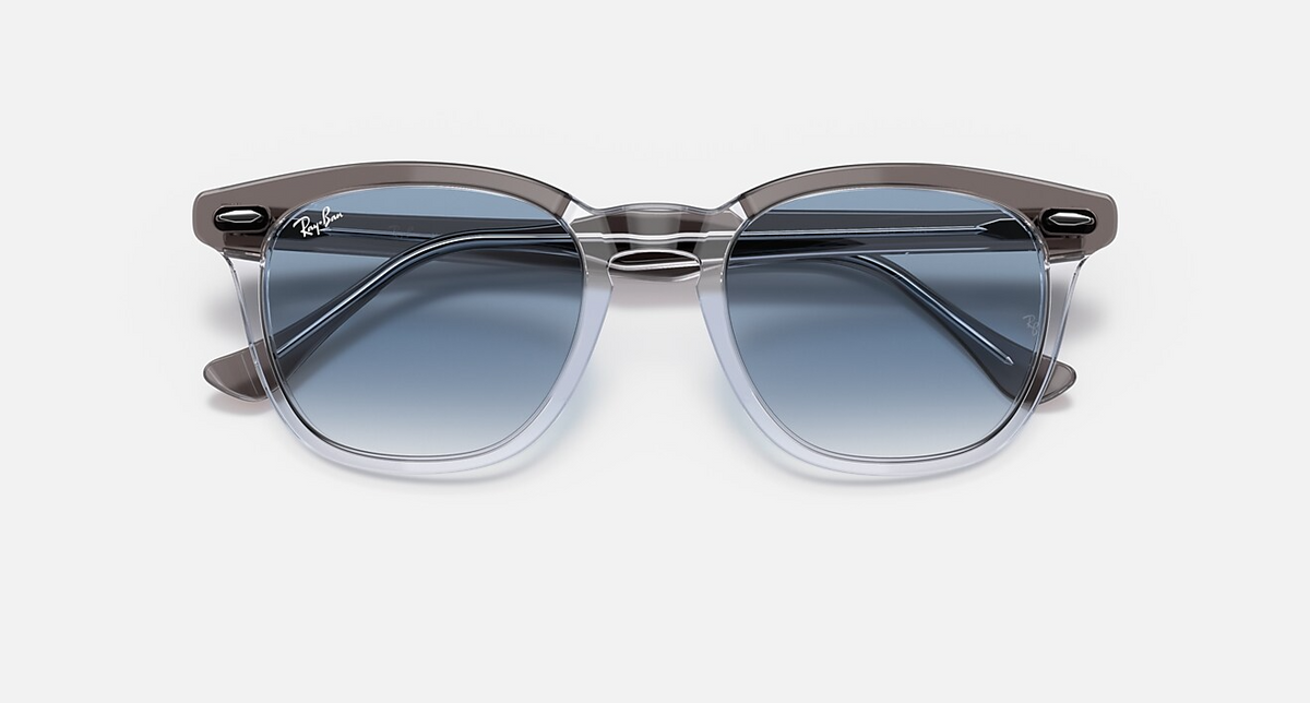 Ray Ban Men Square Frame Polished Grey On Transparent Sunglasses
