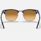 Ray Ban Men Square Frame Polished Brown On Blue Sunglasses