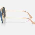 Ray Ban Women Pilot Frame Polished Shiny Arista Gold Sunglasses