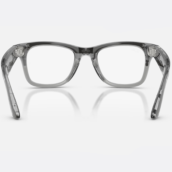 Ray Ban Men Square Frame Shiny Transparent Grey Sunglasses