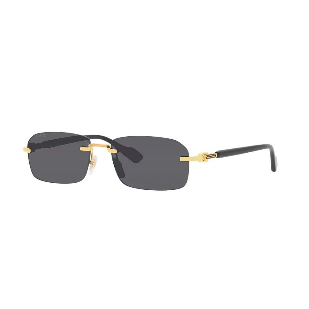 Gucci luxury rectangular sunglasses for men with grey lenses and gold-tone accents