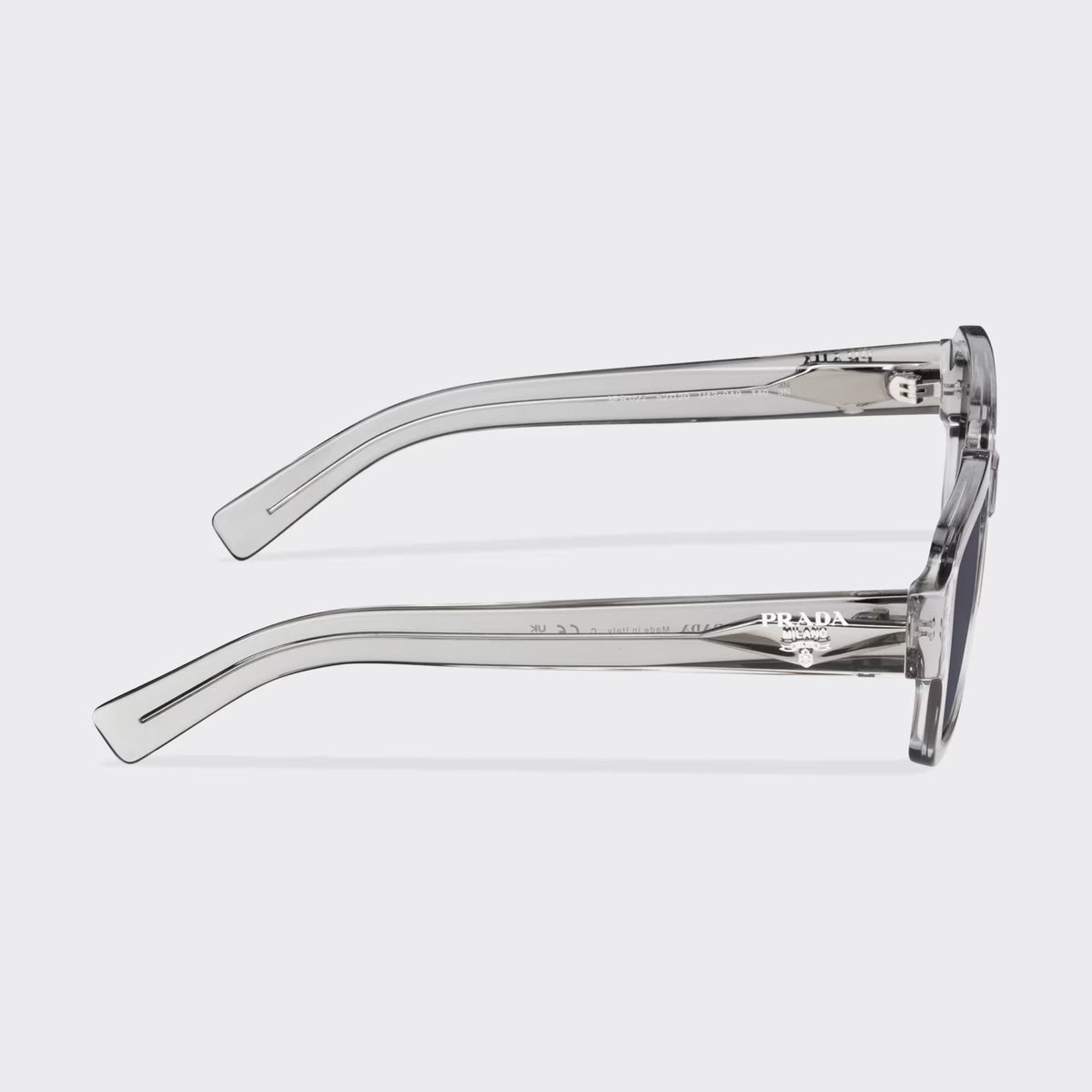 Prada Men Rectangular Frame Crystal Grey Sunglasses