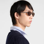 Prada Men Geometric Frame Gunmetal Sunglasses