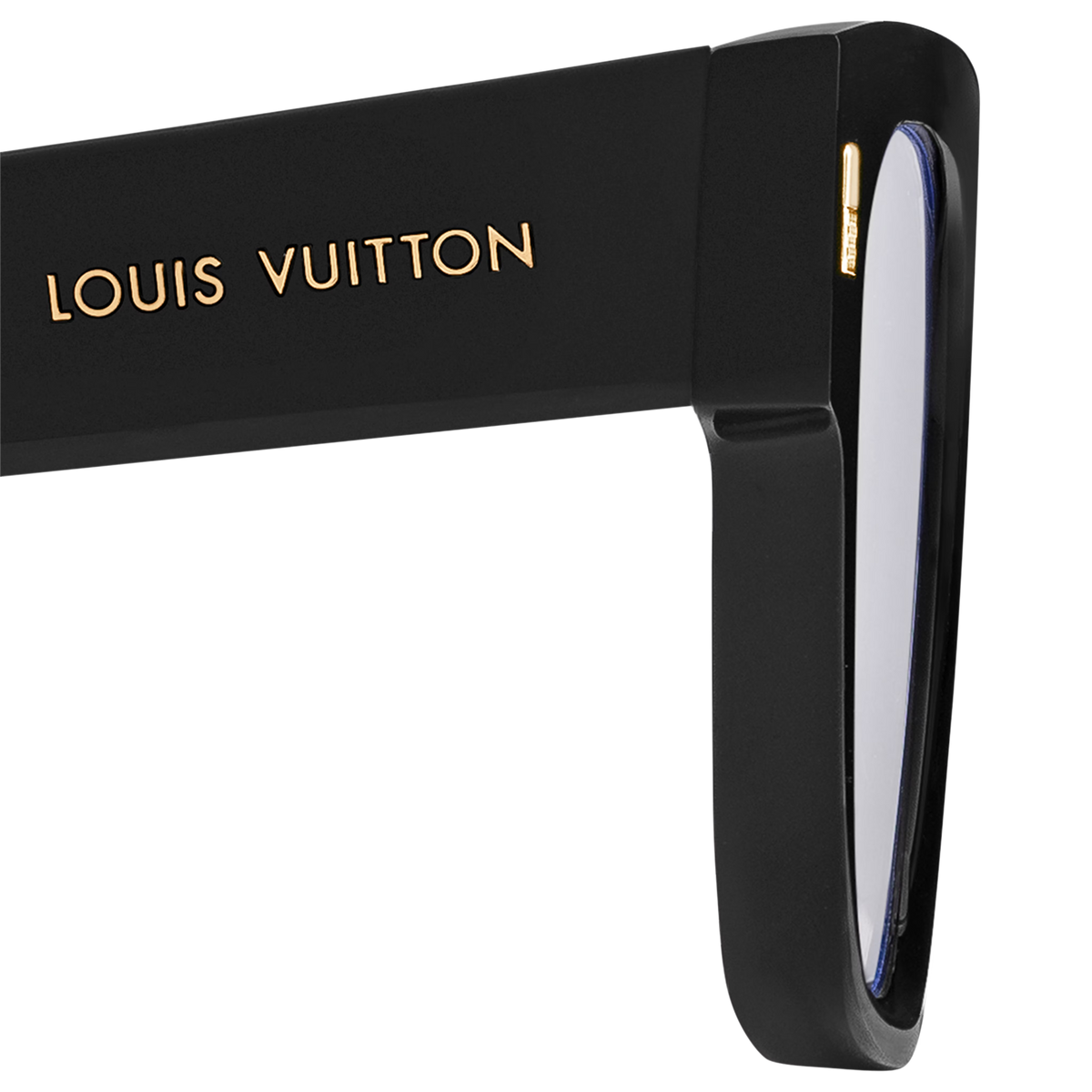 Louis Vuitton Men Sqaure Frame Shiny Ink Black Sunglasses