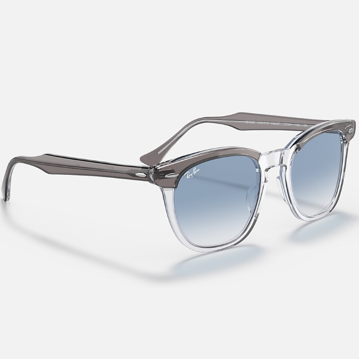 Ray Ban Men Square Frame Polished Grey On Transparent Sunglasses