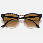 Ray Ban Men Square Frame Polished Brown On Blue Sunglasses