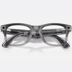 Ray Ban Men Square Frame Shiny Transparent Grey Sunglasses