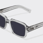 Prada Men Rectangular Frame Crystal Grey Sunglasses