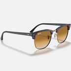 Ray Ban Men Square Frame Polished Brown On Blue Sunglasses