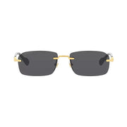 Gucci luxury rimless sunglasses with grey tinted lenses and gold-tone hardware