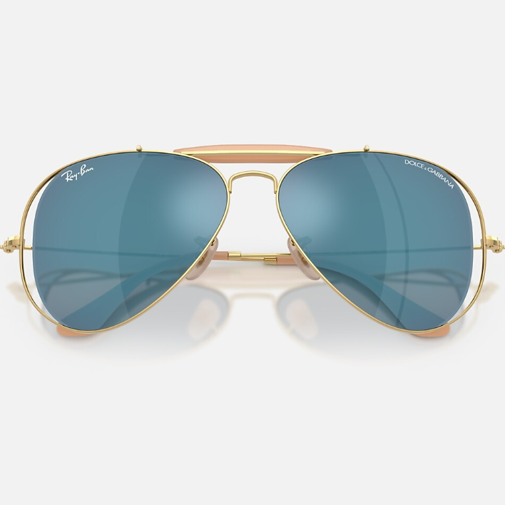 Ray Ban Women Pilot Frame Polished Shiny Arista Gold Sunglasses