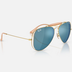 Ray Ban Women Pilot Frame Polished Shiny Arista Gold Sunglasses