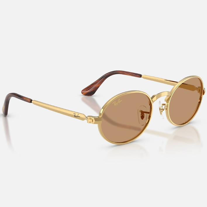 Ray Ban Men Oval Frame Arista Gold Sunglasses