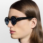 Louis Vuitton Men Round Frame Shiny Black Sunglasses
