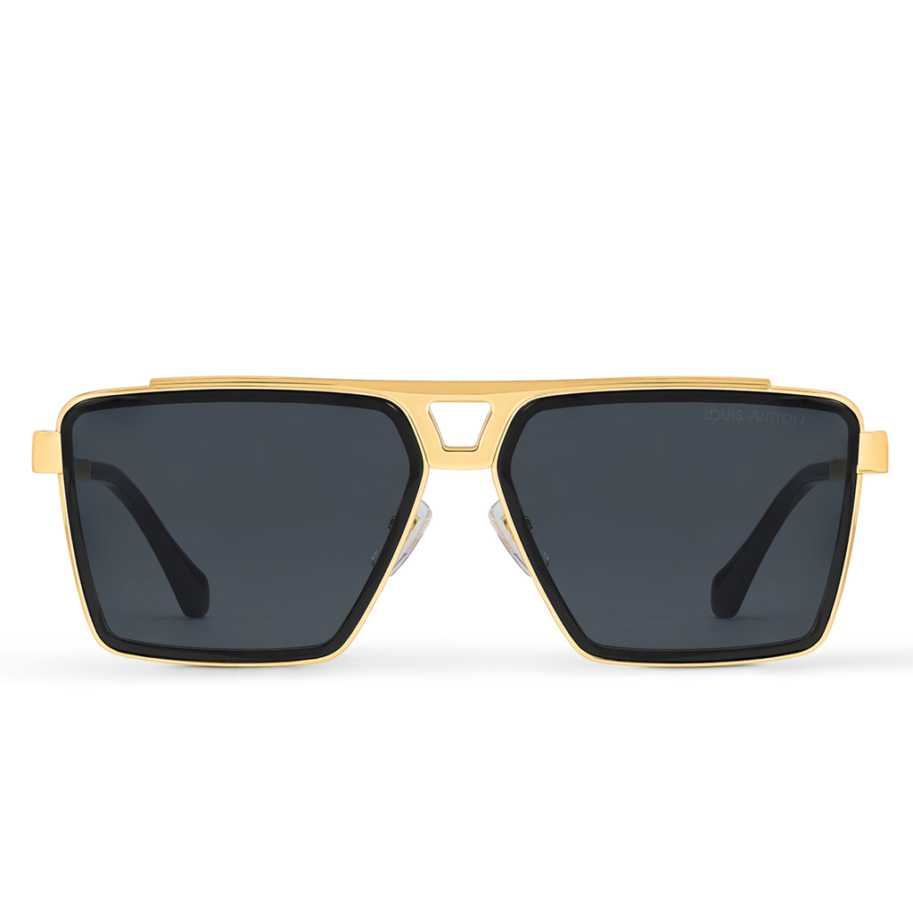 Louis Vuitton Men Square Frame Metallic Gold Sunglasses