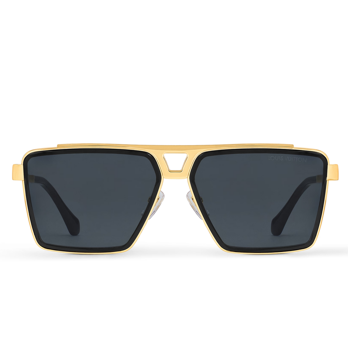 Louis Vuitton Men Square Frame Metallic Gold Sunglasses