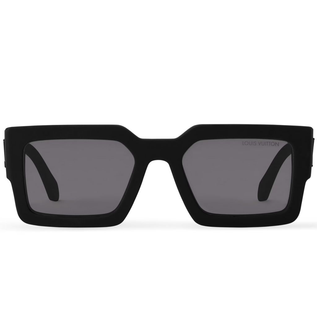 Louis Vuitton Men Square Frame Shiny Deep Black Sunglasses