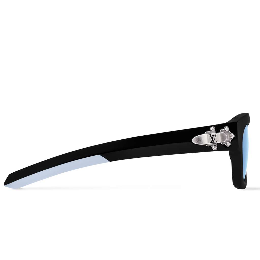 Louis Vuitton Men Round Sqaure Frame Shiny Dusty Black Sunglasses