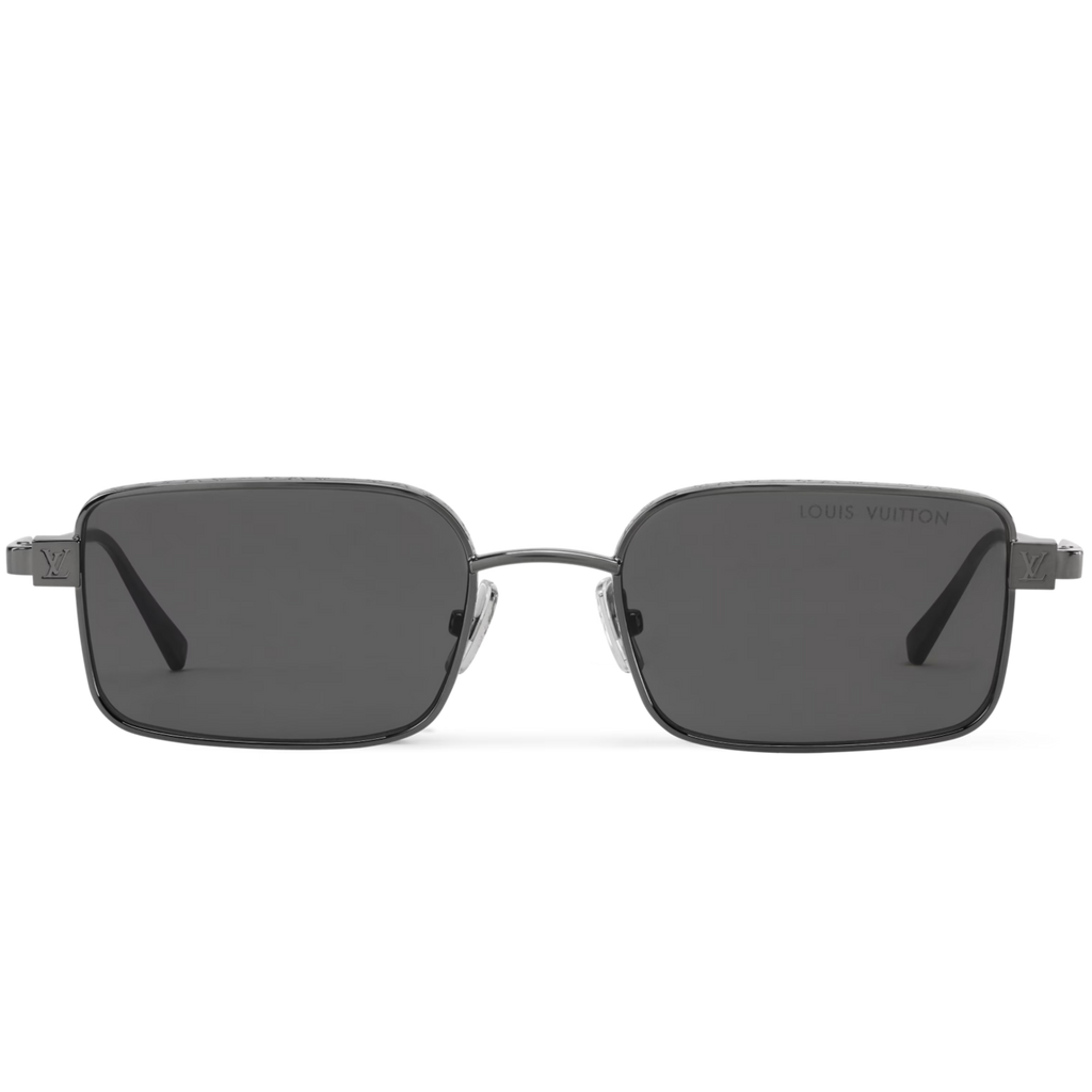 Louis Vuitton Men Square Frame Shiny Dusty Black Sunglasses