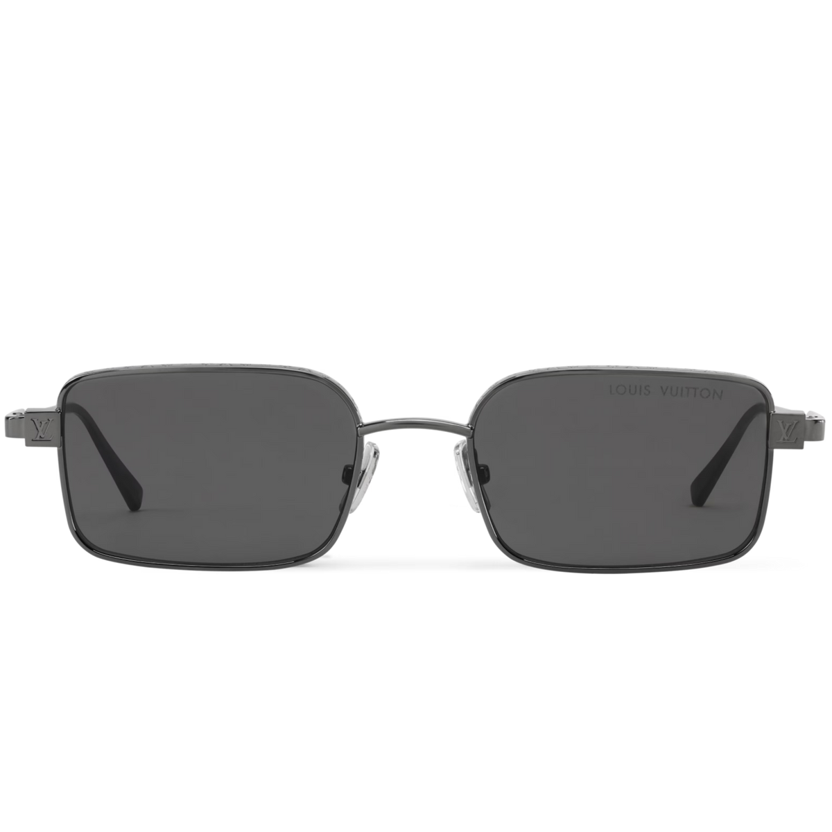 Louis Vuitton Men Square Frame Shiny Dusty Black Sunglasses