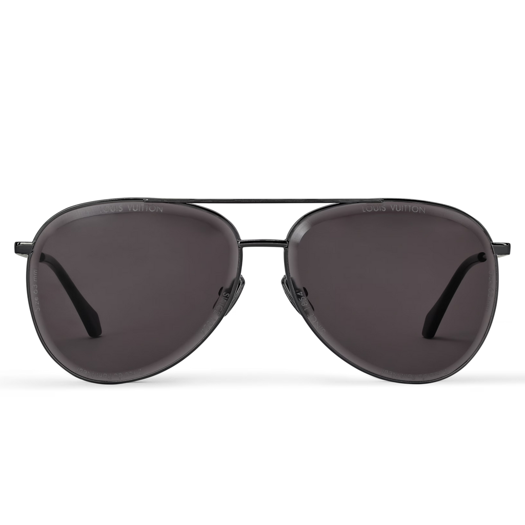 Louis Vuitton Men Pilot Frame Shiny Dusty Black Sunglasses