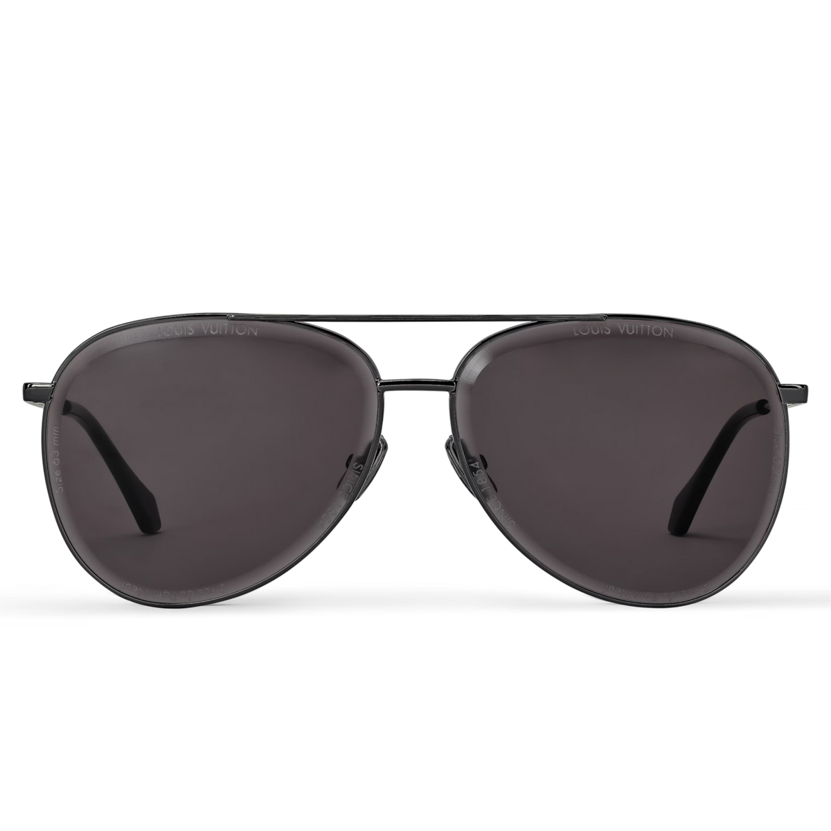 Louis Vuitton Men Pilot Frame Shiny Dusty Black Sunglasses
