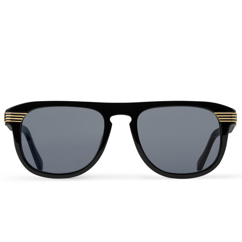 Louis Vuitton Men Round Sqaure Frame Deep Black Sunglasses